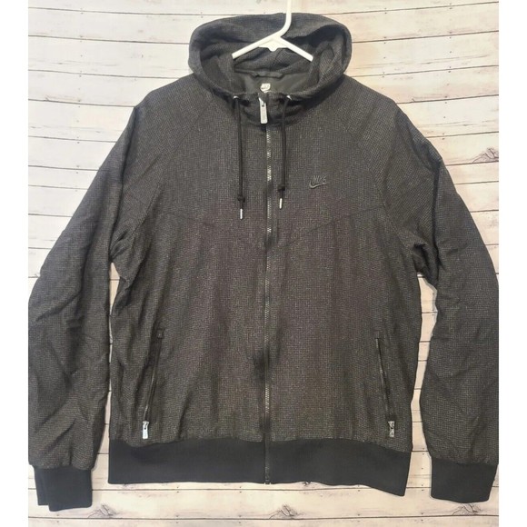 Nike Other - Nike Sportswear Windrunner Mens L Hooded Nylon Jacket 382228-010 Black Full Zip